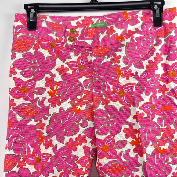 Lilly Pulitzer Palm Beach Fit Floral Print Pants in White Pink Size 6 - Picture 3 of 8